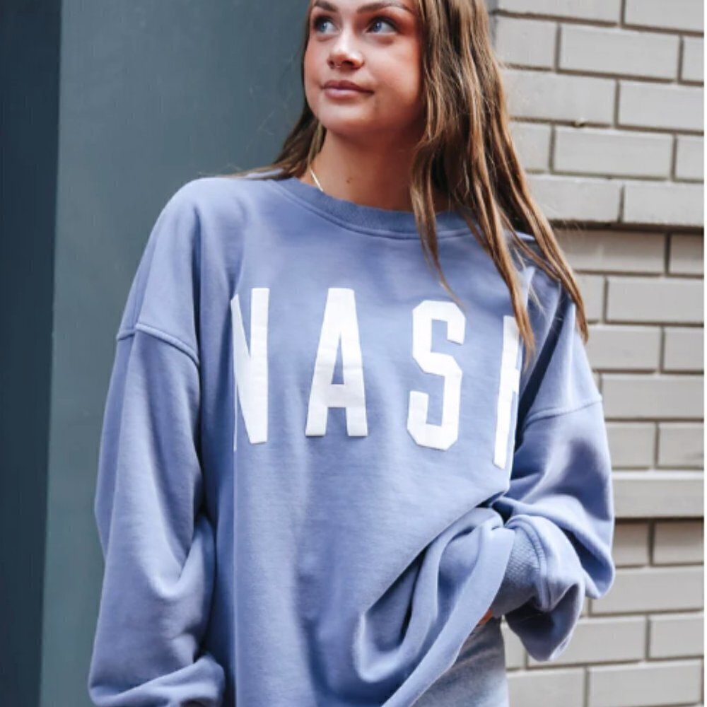 NASH Chelsea Oversized Crew Sweatshirt Slate Blue